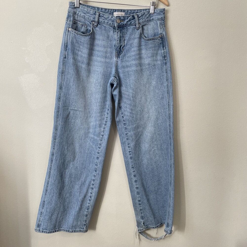 Pacsun Low Rise Baggy Wide Leg Jeans Womens 29 Light Wash Blue Zip Fly 5 Pocket